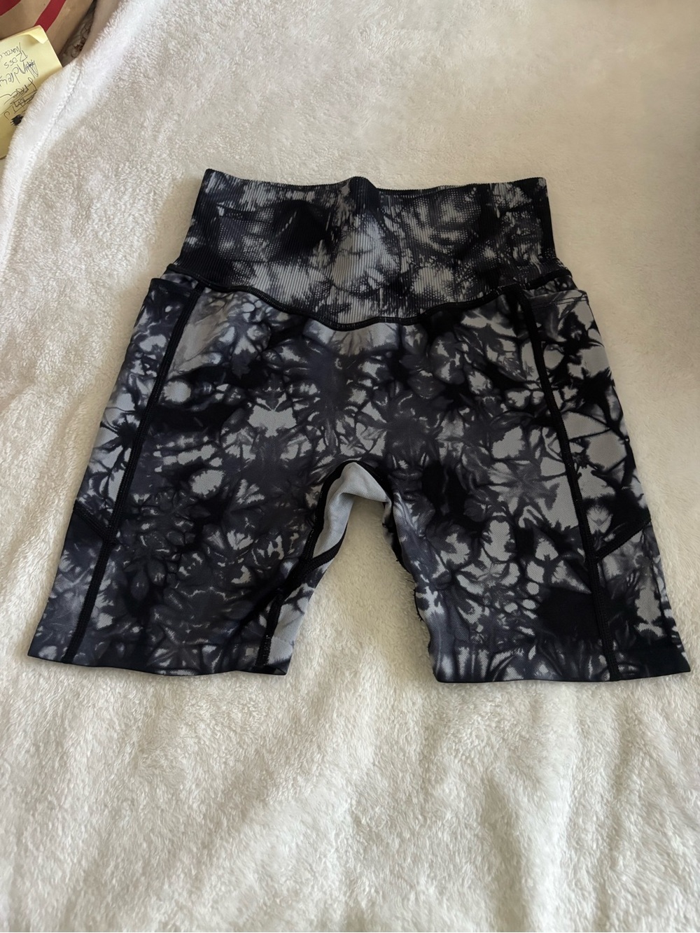 PINK Victoria's Secret Black & Gray Tie-Dye Bike Shorts